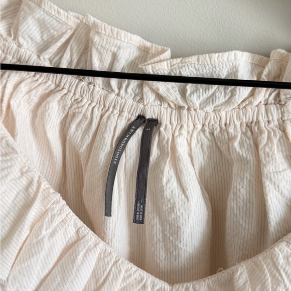 Anthropologie Pinstripe Ruffled V-Neck Blouse - Picture 7 of 9